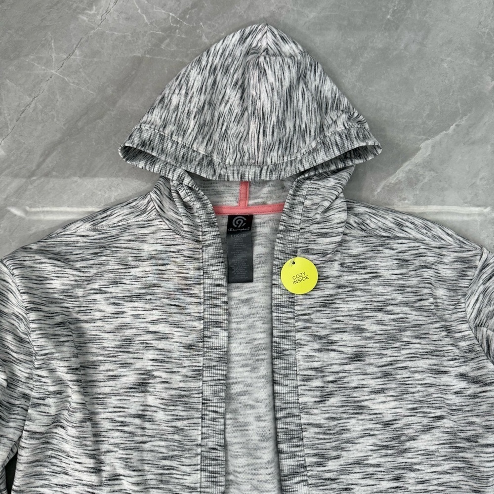 Girls' Champion C9 Open Front Heathered Hooded Jacket Thumbholes Large 10-12 - Picture 4 of 16